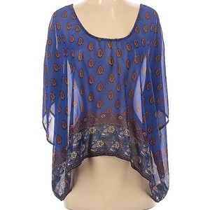Jessica Simpson blue red paisley sheer top